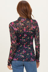 Black Floral Lace Long Sleeve Top
