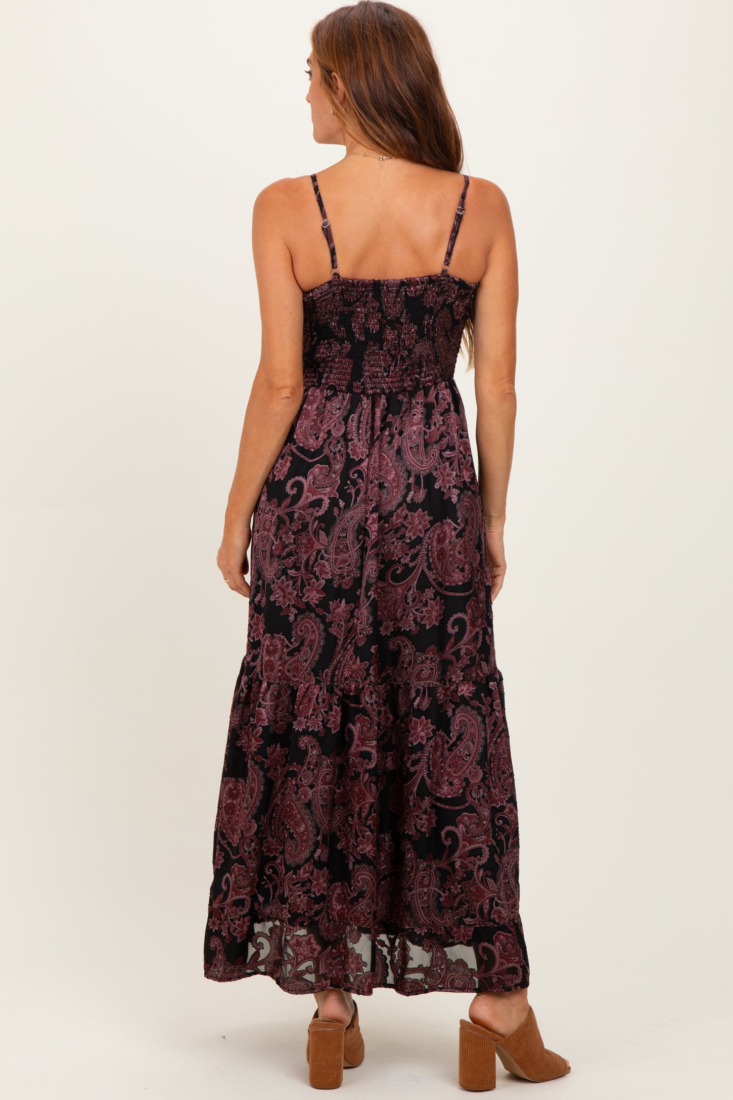 Black Paisley Sleeveless Twist Front Maxi Dress