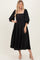 Black Textured 3/4 Puff Sleeve Maxi Dress