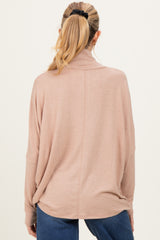 Taupe Draped Oversized Turtleneck Dolman Sleeve Maternity Top