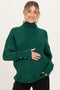 Forest Green Button Accent Turtleneck Maternity Sweater