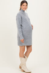 Heather Grey High Neck Sweater Maternity Mini Dress