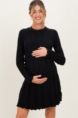 Black Wide Rib Maternity Mini Sweater Dress