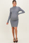 Heather Grey Cable Knit Mock Neck Maternity Mini Dress
