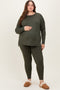 Olive Brushed Knit Oversized Top and Legging Maternity Plus Set