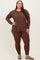 Brown Brushed Knit Oversized Top and Legging Plus Set