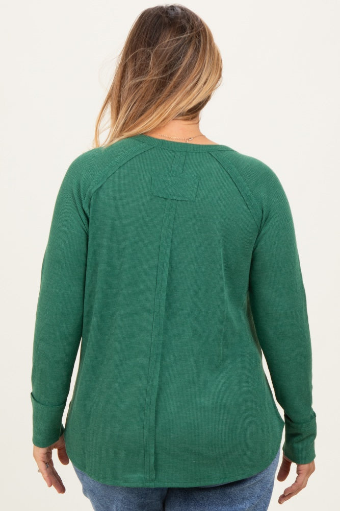 Green Baby Waffle Knit Long Sleeve Maternity Plus Top