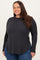 Charcoal Baby Waffle Knit Long Sleeve Plus Top