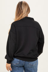 Black Half Zip Maternity Plus Pullover