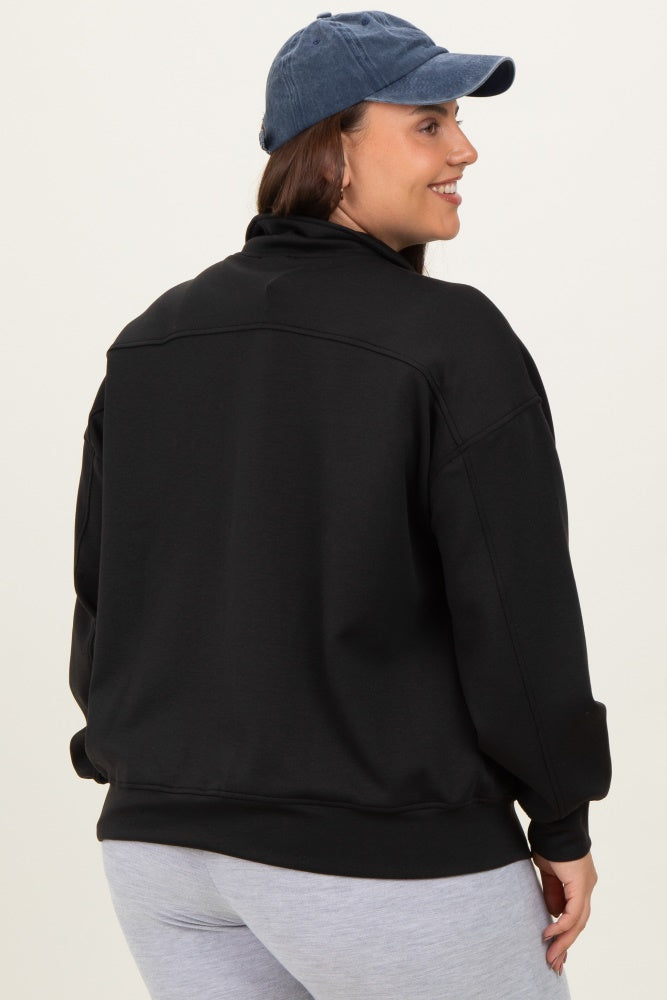 Black Half Zip Plus Pullover