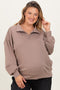 Light Mocha Half Zip Maternity Plus Pullover
