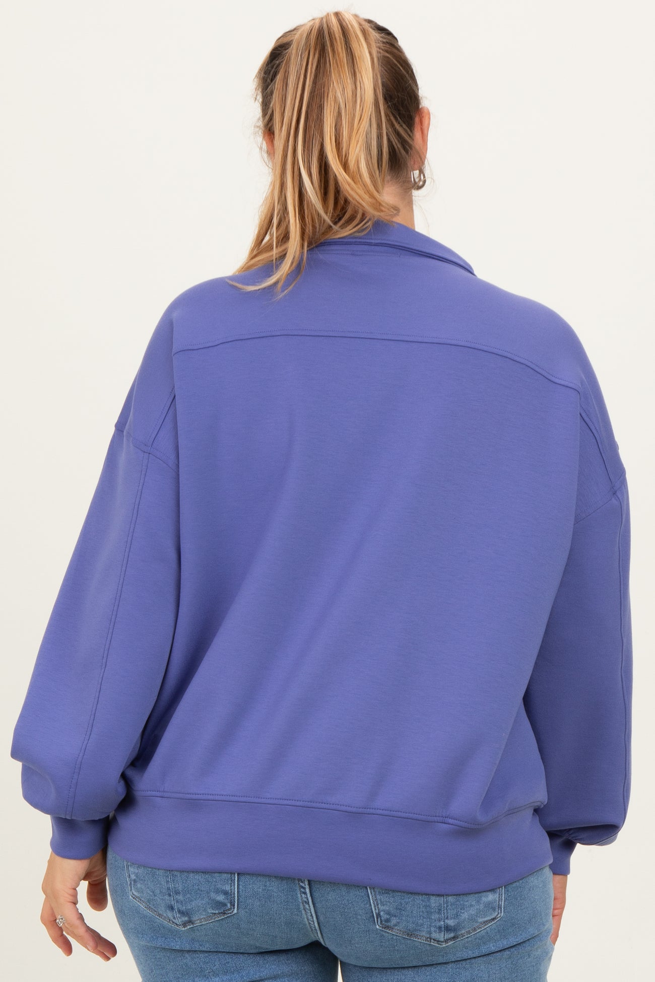 Periwinkle Half Zip Maternity Plus Pullover