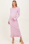 Light Pink Ribbed Knit Bow Back Maternity Maxi Dress