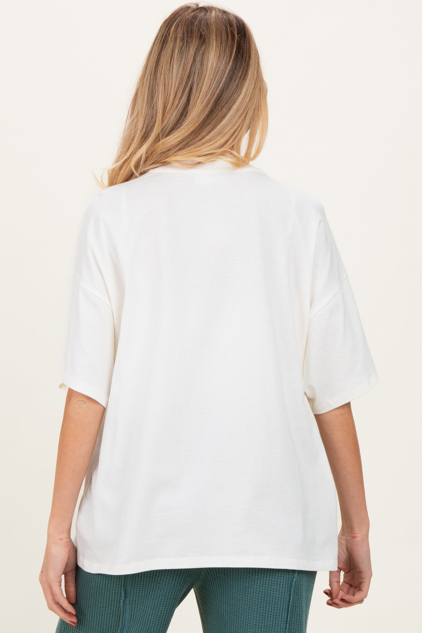 Cream Crew Neck Short Sleeve Oversized Maternity T-Shirt