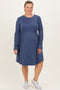 Navy Textured Rib Long Sleeve Maternity Plus Dress