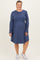 Navy Textured Rib Long Sleeve Maternity Plus Dress