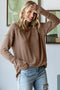 Mocha Textured Rib Thumb Hole Long Sleeve Top