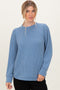 Dusty Blue Textured Rib Crew Neck Long Sleeve