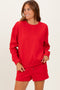 Red Fleece Sweatshirt Shorts Set