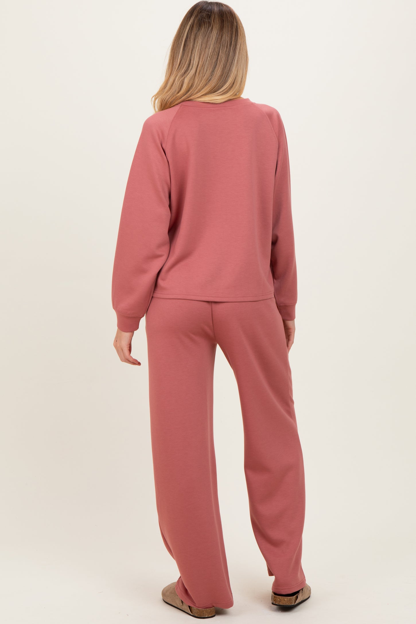 Mauve Crewneck Pullover Pant Maternity Set