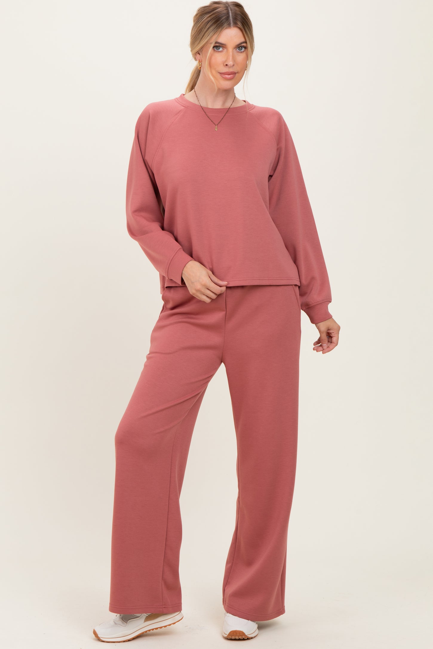 Mauve Crewneck Pullover Pant Set