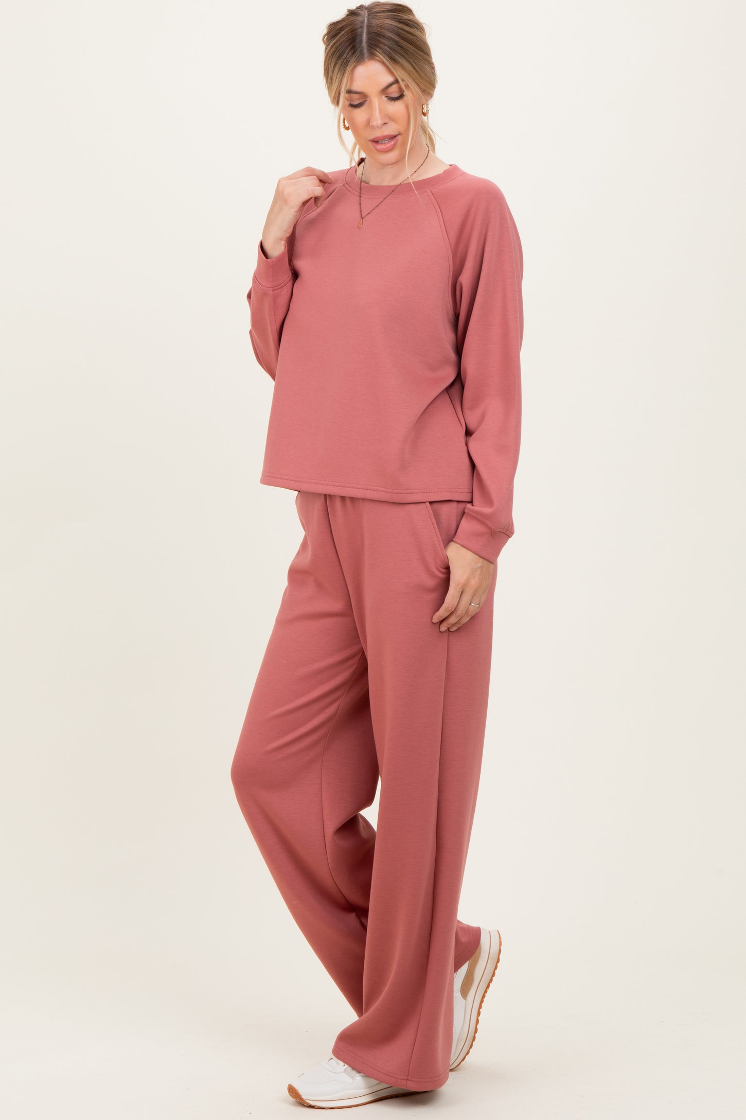 Mauve Crewneck Pullover Pant Set