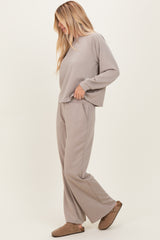 Beige Crewneck Pullover Pant Set