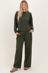 Olive Crewneck Pullover Pant Set