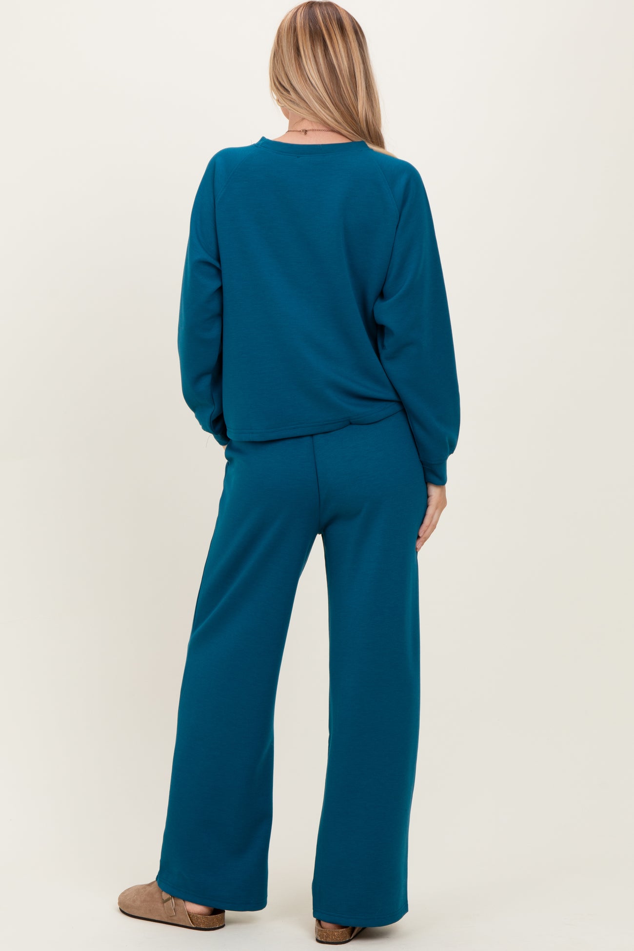 Deep Teal Crewneck Pullover Pant Set