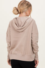 Beige Fleece Snap Button Hoodie