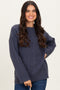 Navy Braid Knit Pattern Soft Fluffy Sweater Top