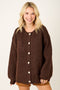 Brown Knit Oversized Button Cardigan
