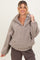 Dark Taupe Faux Sherpa Quarter Zip Maternity Hoodie
