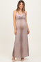 Light Pink Animal Print Lace Trim Sleeveless Maternity Maxi