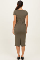 Olive Square Neck Basic Midi Dress