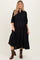 Black Collared Button Up Tiered Maternity Midi Dress