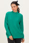 Green Mock Neck Exposed Seam Sweater