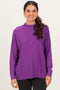 Violet Mock Neck Exposed Seam Sweater