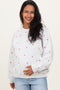 Heather Grey Crew Neck Heart Print Maternity Sweatshirt