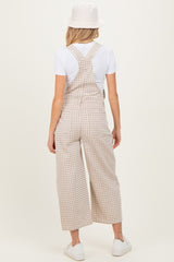 Light Taupe Gingham Maternity Denim Overalls