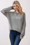 Olive Striped Crew Neck Pullover Top