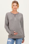 Taupe Striped Crew Neck Pullover Maternity Top