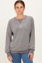 Taupe Striped Crew Neck Pullover Top