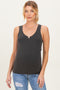 Charcoal Ribbed Split Neck Maternity Tank Top