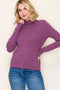 Plum Pinstriped Mock Neck Knit Top
