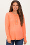 Peach Long Sleeve Exposed Seam Maternity Top