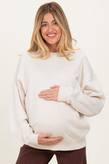 Sand Oversized Maternity Fleece Sweatshirt