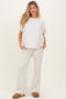 Cream Curved Hem Tee Pants Maternity Lounge Set