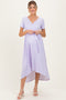 Lavender Floral Print Short Sleeve Hi-Low Maternity Wrap Dress