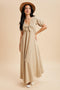 Beige Smocked Gingham Maxi Dress